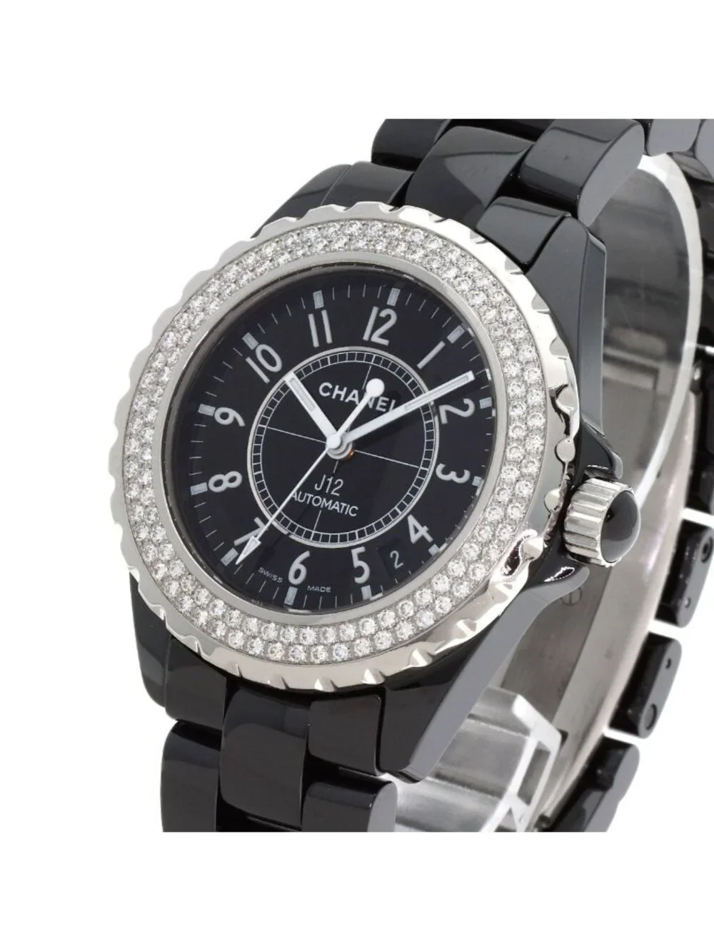 Chanel 38 2 Heavy Diamond Bezel Watch Ceramic